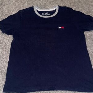 Tommy Hilfiger Dark Blue Men's Tee with Gray Accents